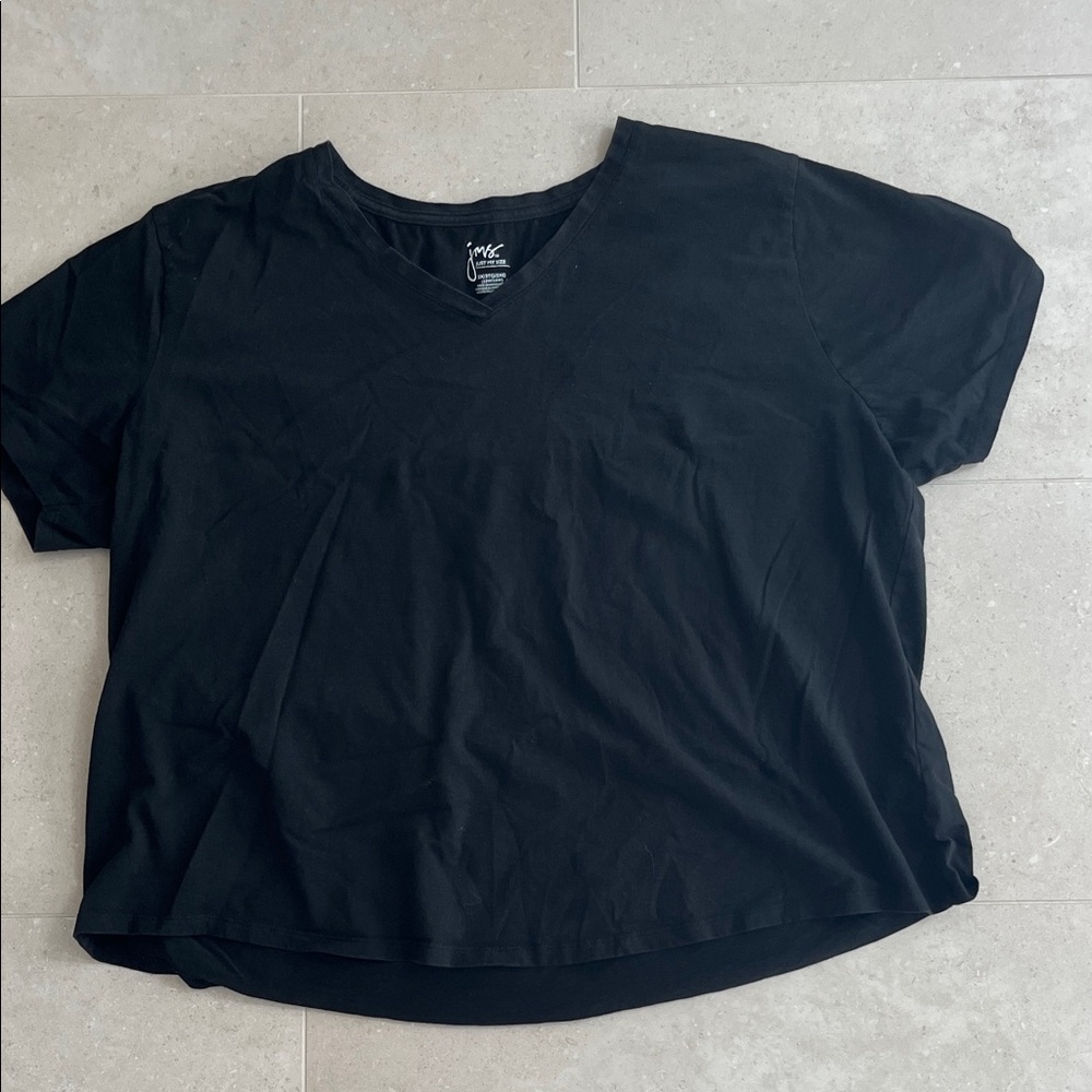 Just My Size Black Short Sleeve V-Neck Tee